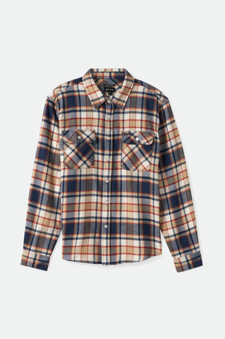 Brixton | Bowery Flannel L/S Washed Navy/Barn Red/Off White
